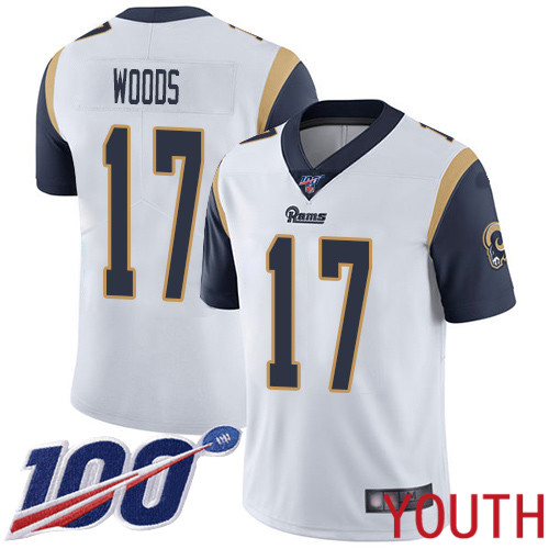 Los Angeles Rams Limited White Youth Robert Woods Road Jersey NFL Football 17 100th Season Vapor Untouchable